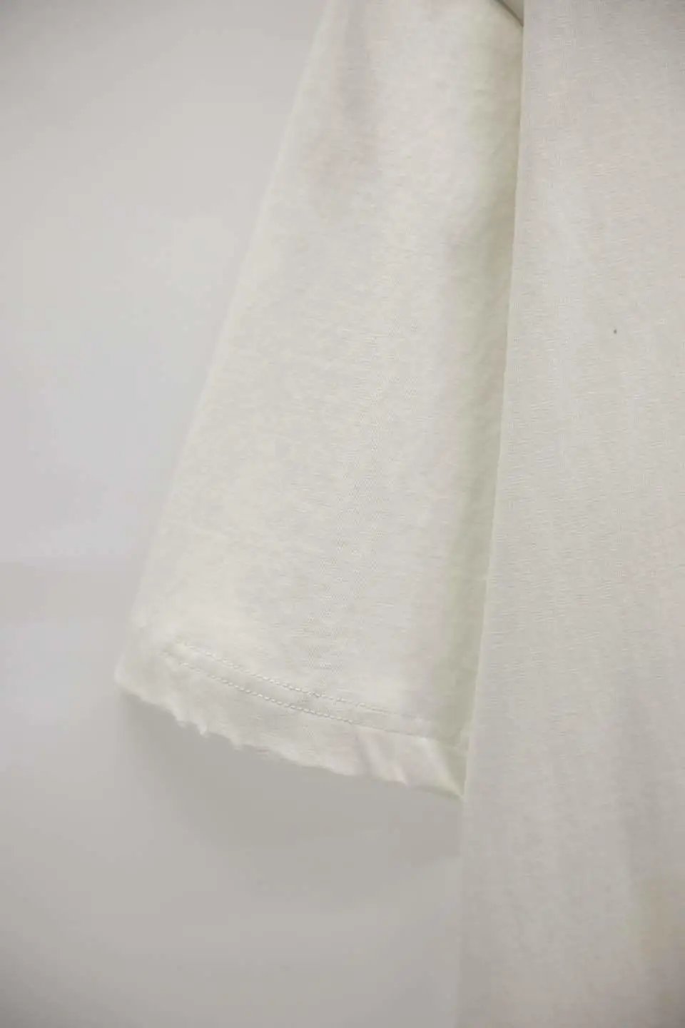 Unisex OS Embroidered Short Sleeve Tee, Casual, Ecru - Gallery Image 4 - Detailed View