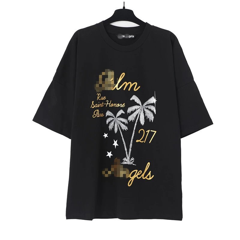Streetwear Cotton Palm Tree Graphic Tee Black - Gallery Image 1 - Detailed View