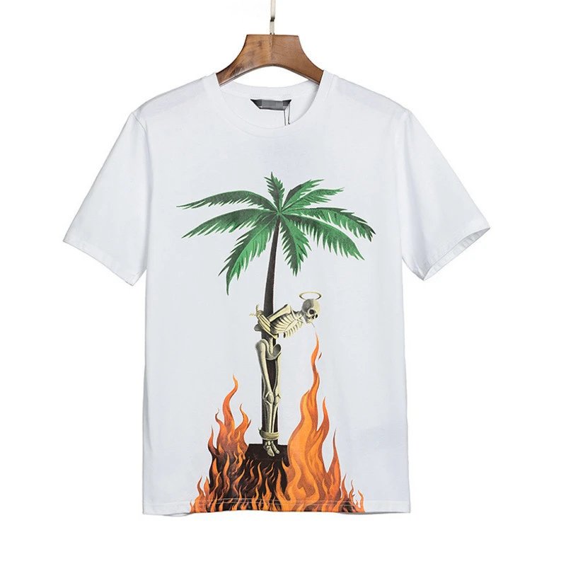 Streetwear Cotton Skeleton Flame Tee Ivory/Onyx - Related Product - Cnfans