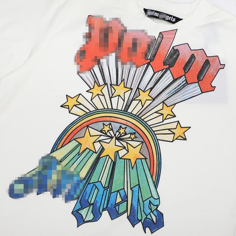 Street Style Cotton Rainbow Star Tee Ivory - Gallery Image 5 - Detailed View