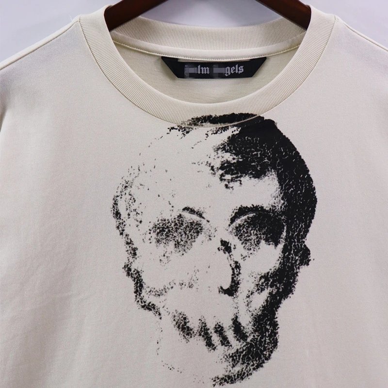 Skull Graphic Streetwear Cotton T-Shirt Ivory - Gallery Image 12 - Detailed View