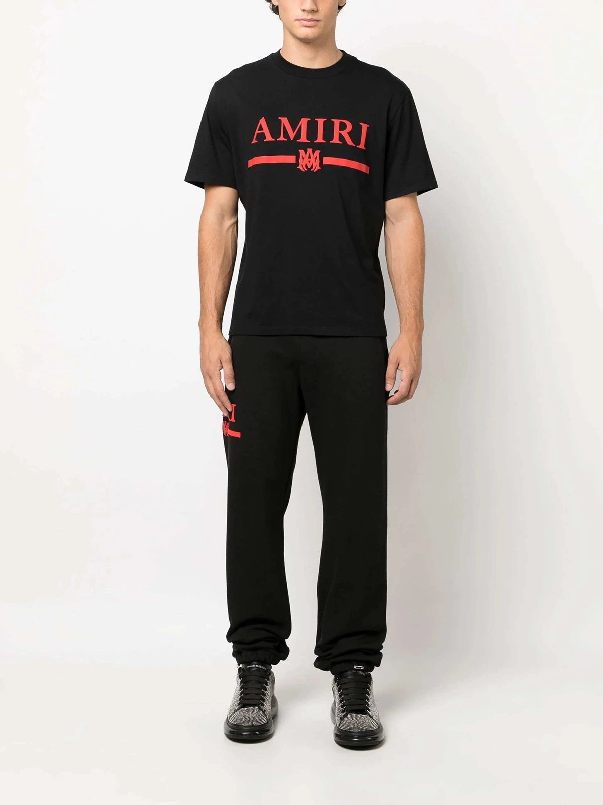 Amiri Logo Print T-Shirt Black White - Gallery Image 7 - Detailed View