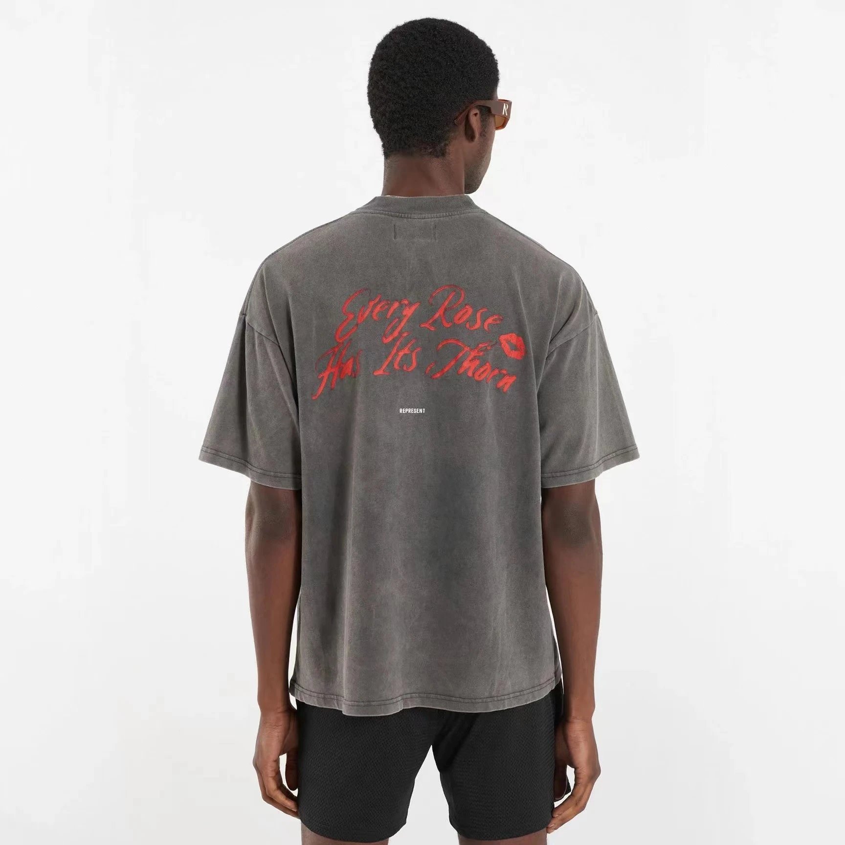 REPRESENT Romantic Lips Graphic Tee Black - Gallery Image 5 - Detailed View