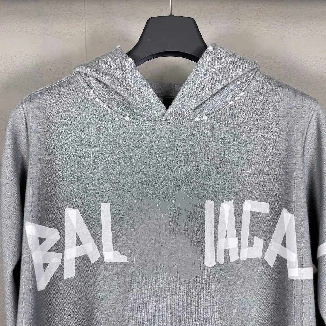 Unisex Oversized Distressed Hoodie, Smile Pocket, Ash Grey - Gallery Image 3 - Detailed View