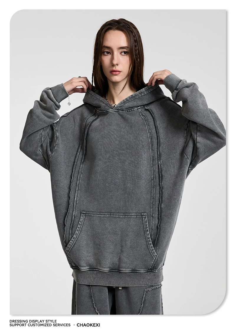 CHAOKEXI Washed Hoodie Multi-Color - Gallery Image 5 - Detailed View