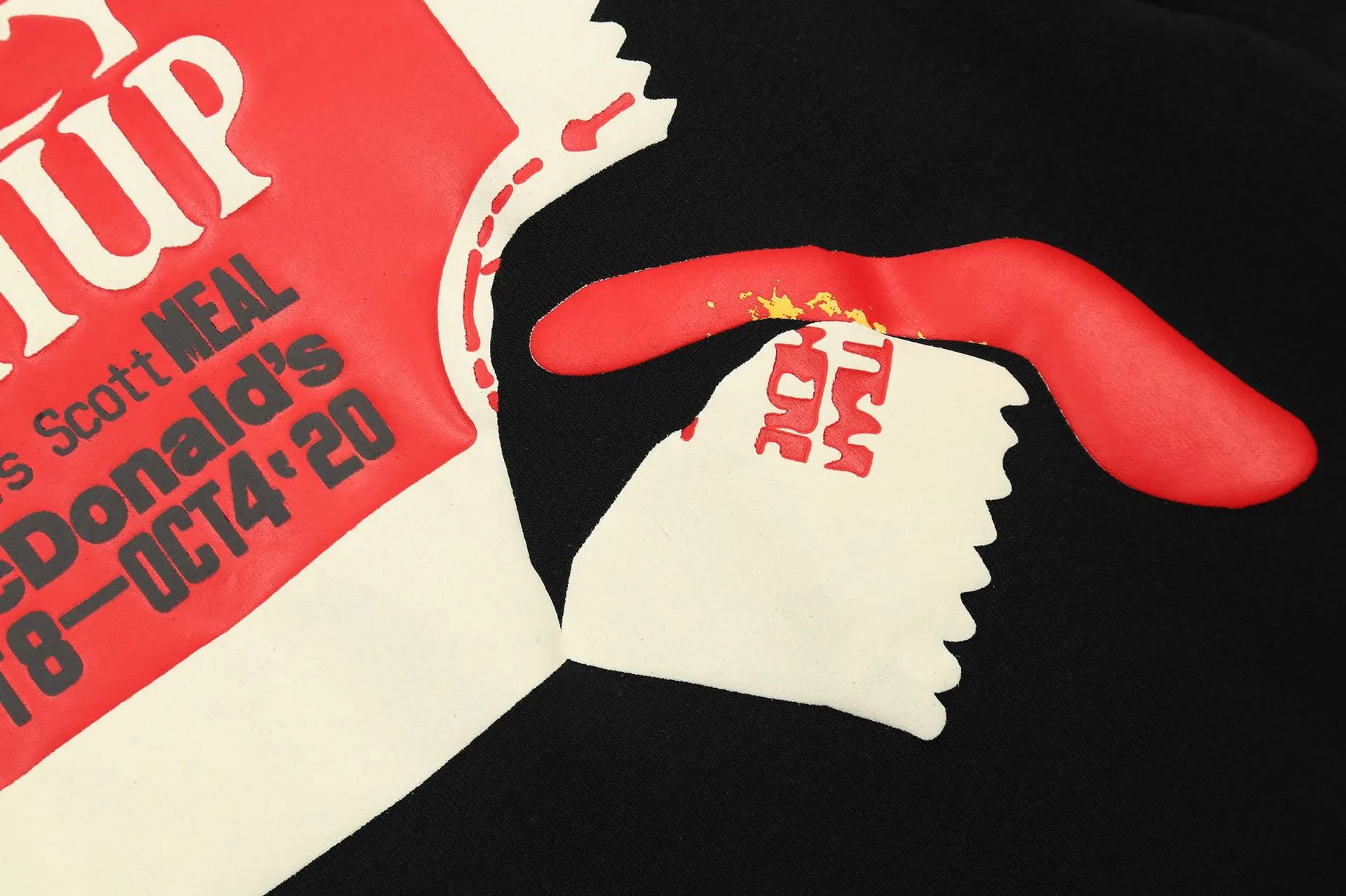 Street Style Ketchup Print Cotton T-Shirt Ebony Black - Gallery Image 9 - Detailed View