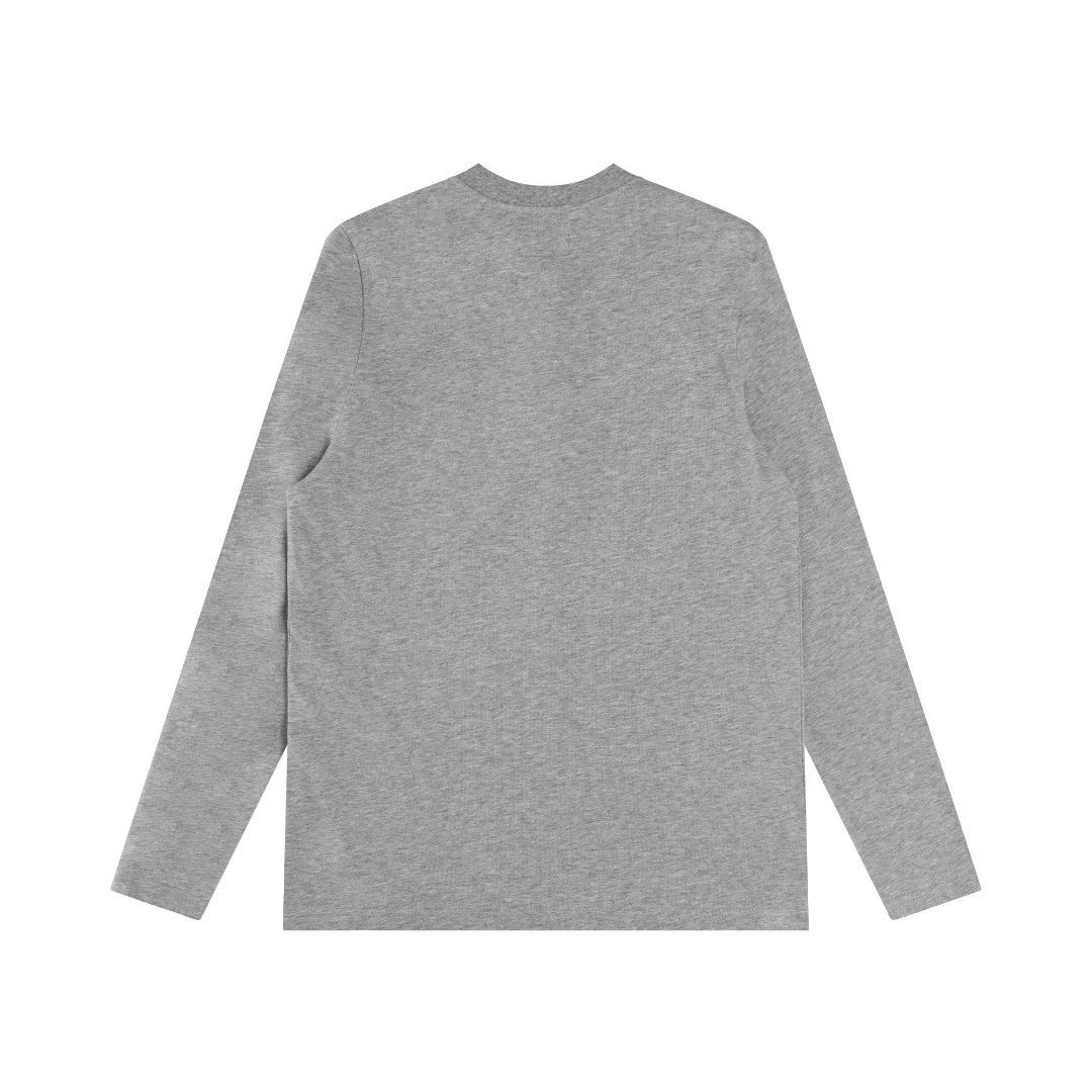 Cotton Henley Long Sleeve T-Shirt, Snow White - Gallery Image 3 - Detailed View