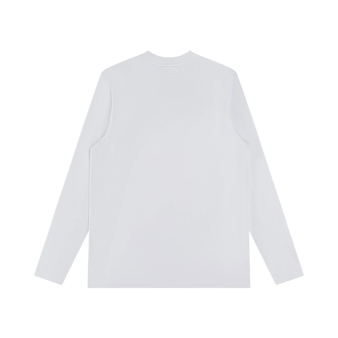 Cotton Henley Long Sleeve T-Shirt, Snow White - Gallery Image 5 - Detailed View