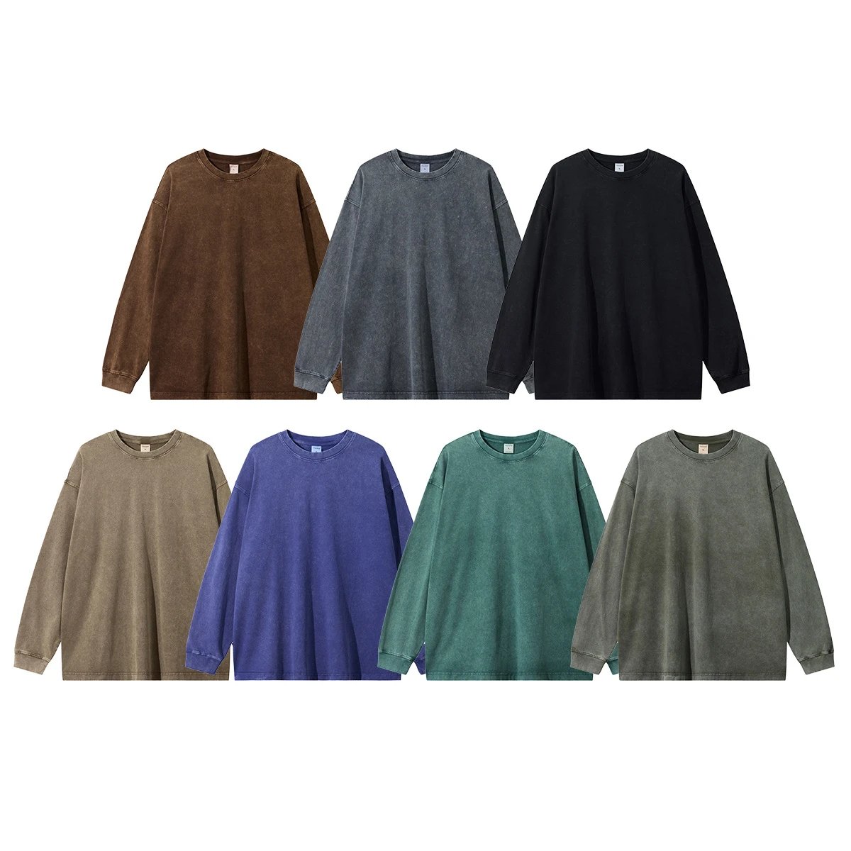 Vintage Cotton Long Sleeve Tee Unisex Faded Black - Gallery Image 1 - Detailed View