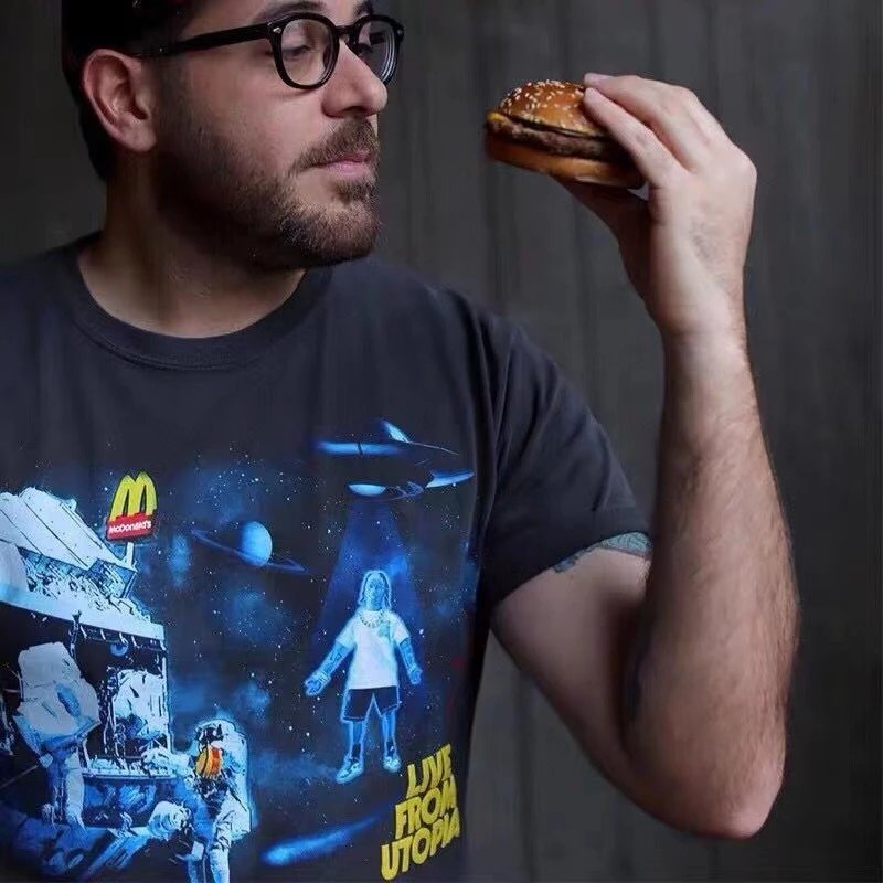 Streetwear Washed UFO Graphic Tee Charcoal - Gallery Image 12 - Detailed View