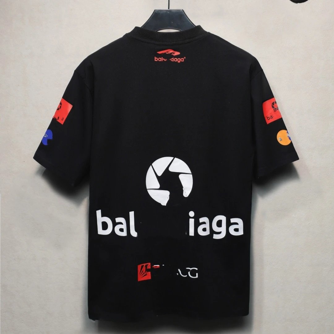 Unisex Oversized Cotton Logo Print T-Shirt, Onyx Black - Gallery Image 2 - Detailed View