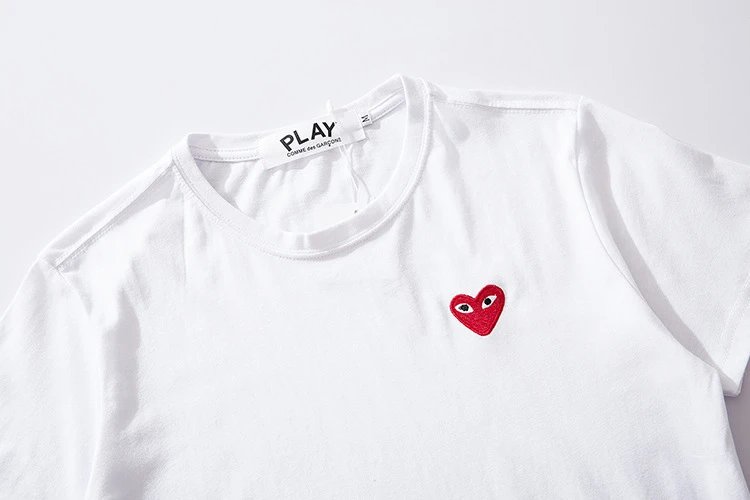 CDG Play Heart Logo T-Shirt White - Gallery Image 6 - Detailed View