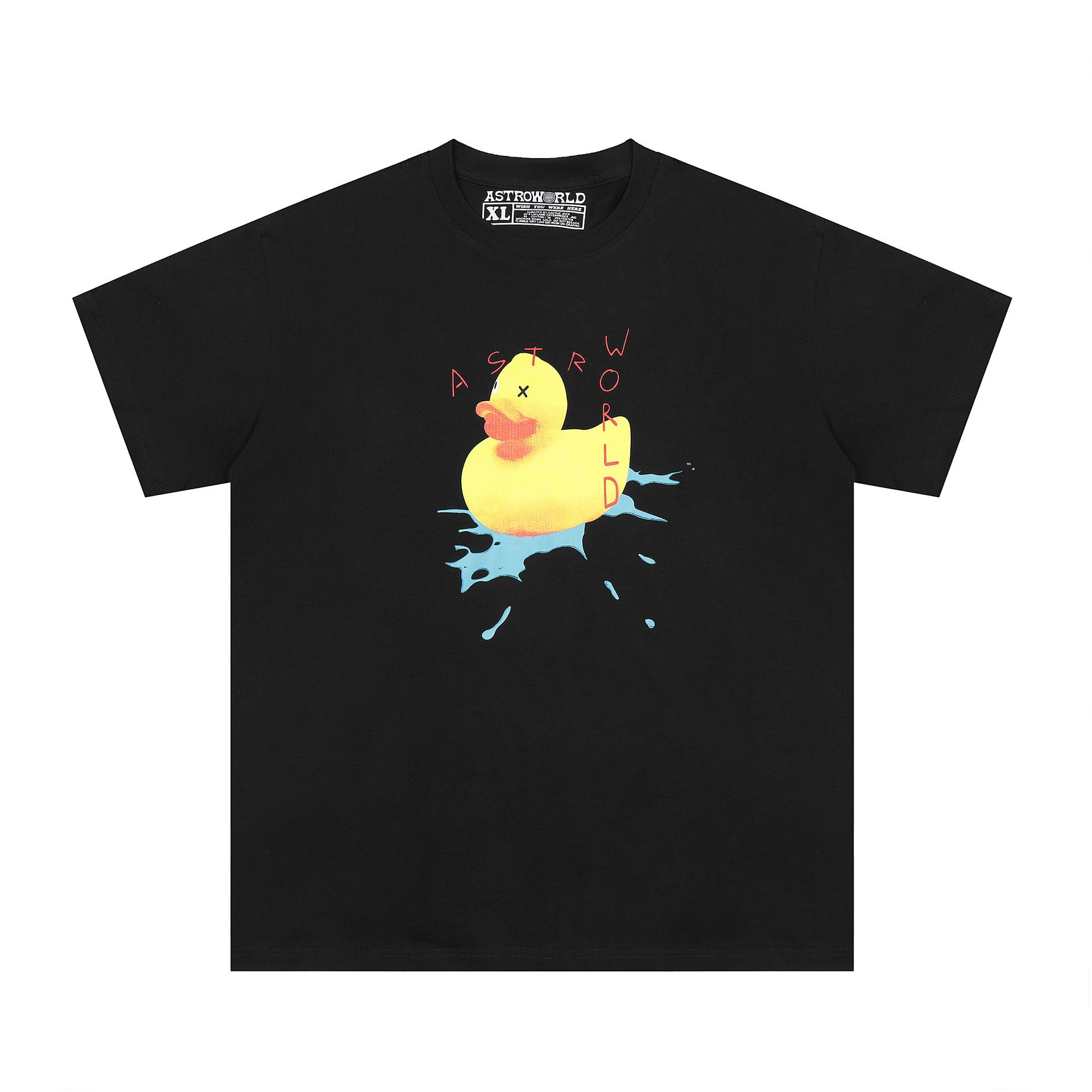 Street Style Duck Print Cotton Tee Ebony Black - Gallery Image 2 - Detailed View