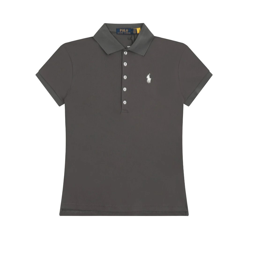 Cotton Slim Fit Short Sleeve Polo Shirt, Ash - Ralph Lauren - Cnfans - $24.84