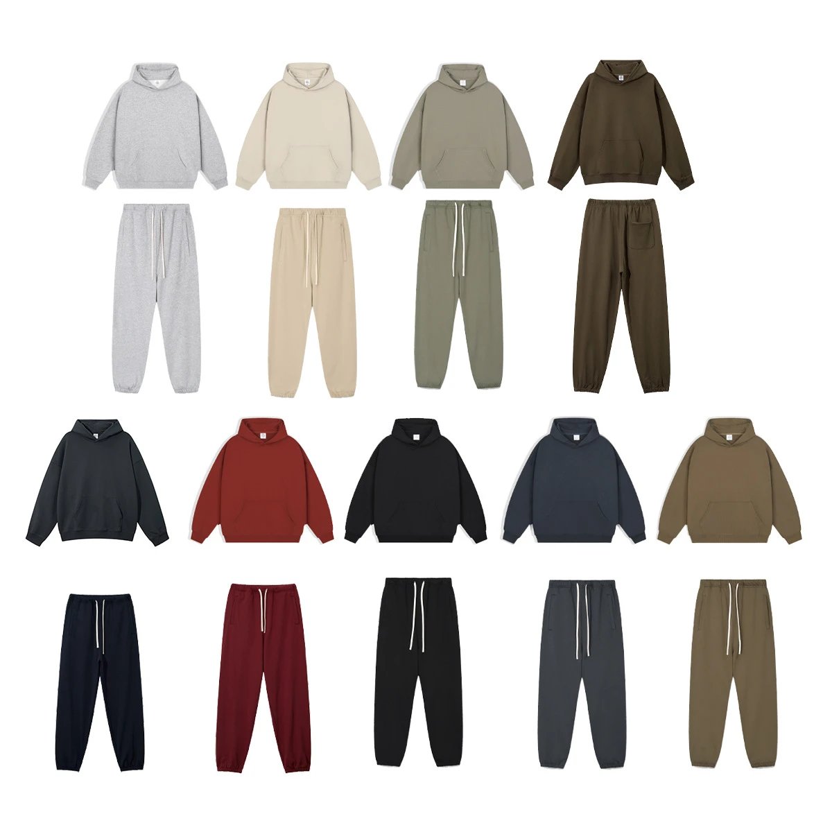 Casual Oversize Hoodie Pants Set Autumn Maroon - Gallery Image 11 - Detailed View