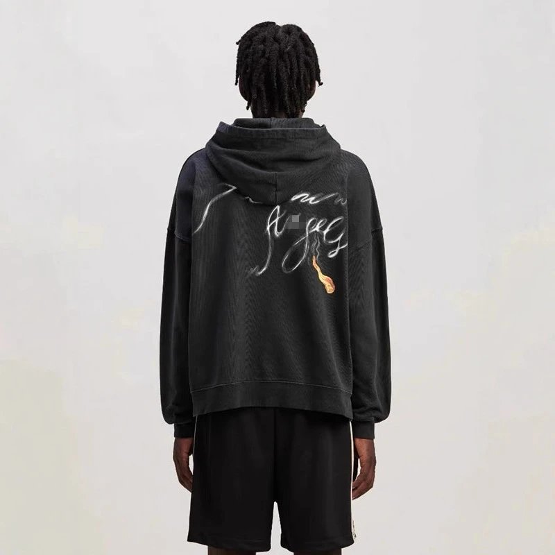 Street Style Cotton Blend Hoodie Unisex Ivory - Gallery Image 9 - Detailed View