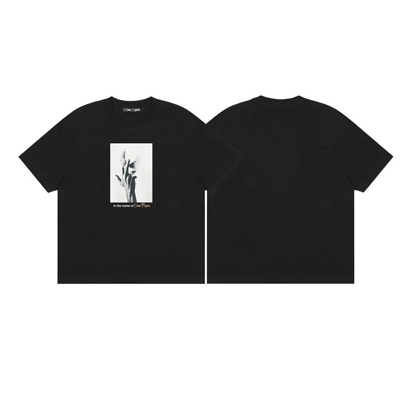 Streetwear Graphic Cotton T-Shirt Unisex High-Street Black - Palm Angels - Cnfans - $20.65