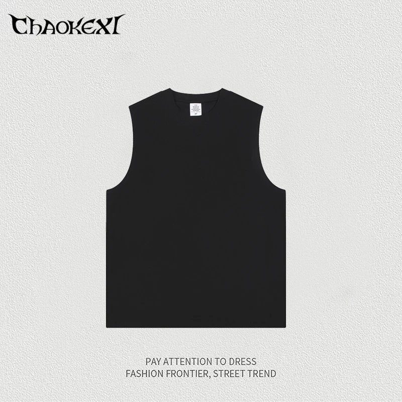 Men's Cotton Sleeveless Tank Top Street Style Slate - Gallery Image 7 - Detailed View