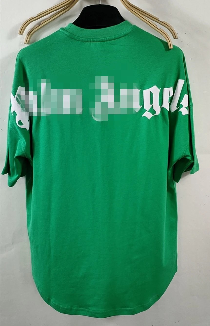 Oversized Gothic Back Logo Tee Emerald Green - Palm Angels - Cnfans - $20.32