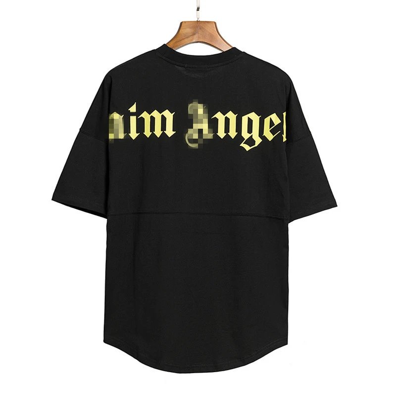 Oversized Gothic Back Logo Cotton T-Shirt Jet Black - Palm Angels - Cnfans - $20.32