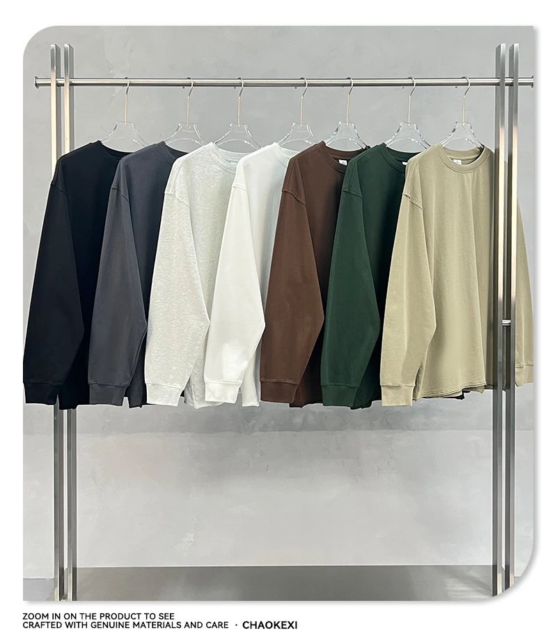 Mens Cotton Long Sleeve Tee Basic Top Steel Gray - Gallery Image 3 - Detailed View