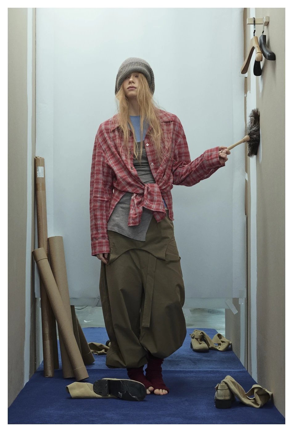 Unisex Retro Plaid Long Sleeve Button Shirt Fall Monochrome - Gallery Image 2 - Detailed View