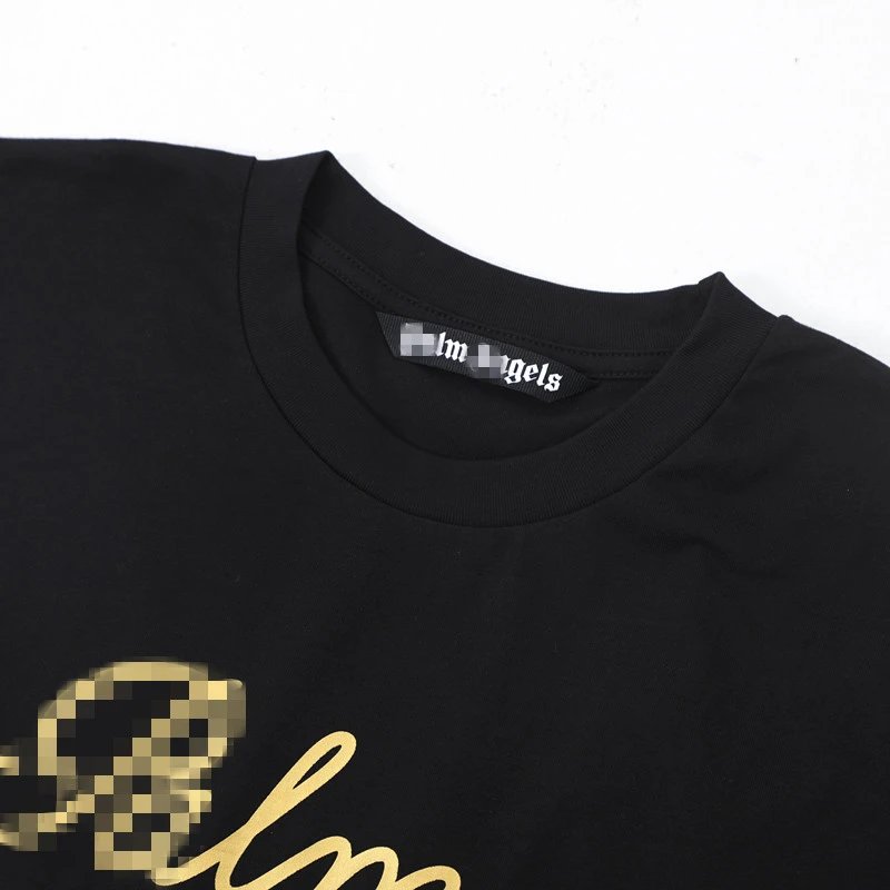 Streetwear Cotton Palm Tree Graphic Tee Black - Gallery Image 4 - Detailed View