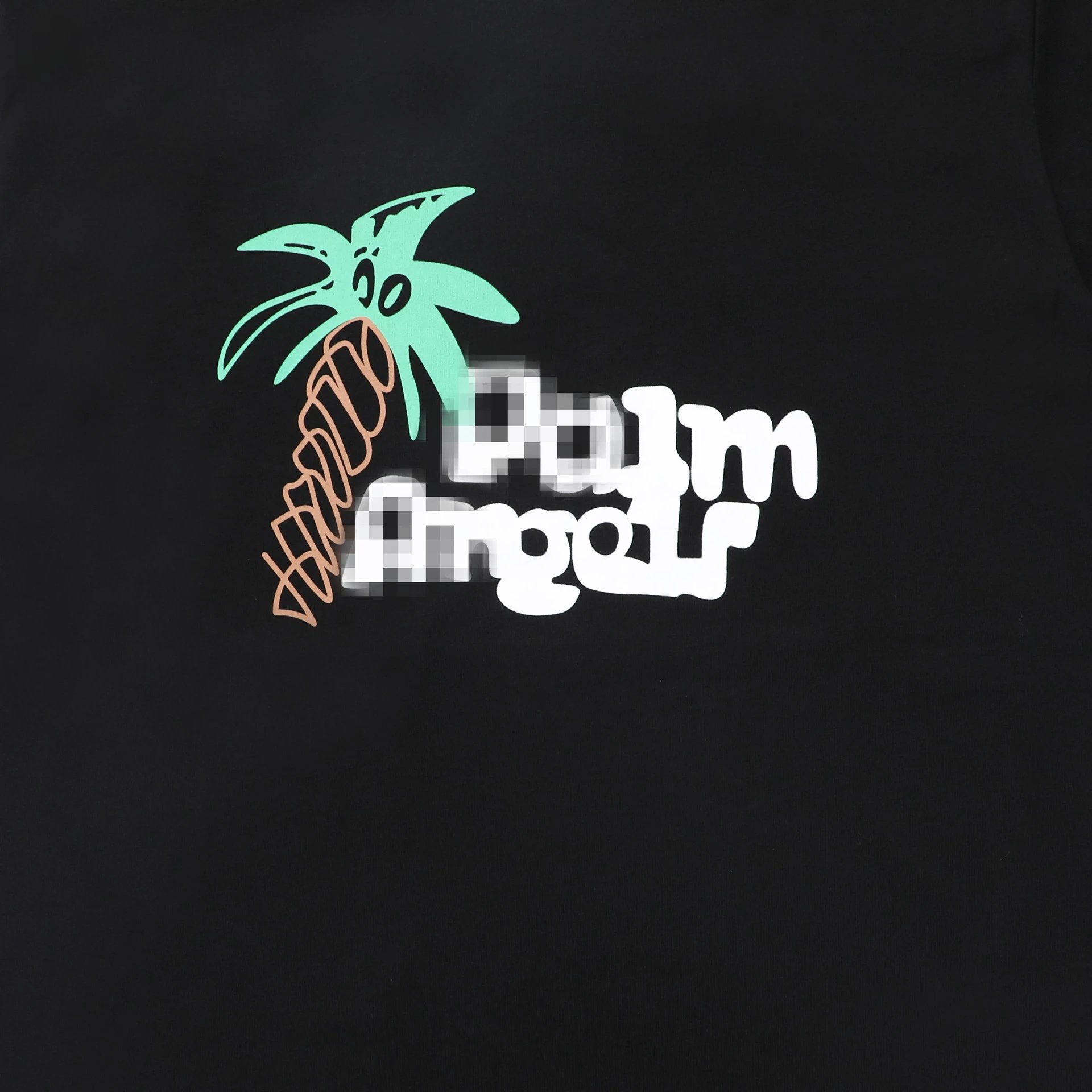 Unisex Streetwear Cotton Palm Tree Graphic Tee Black - Gallery Image 6 - Detailed View