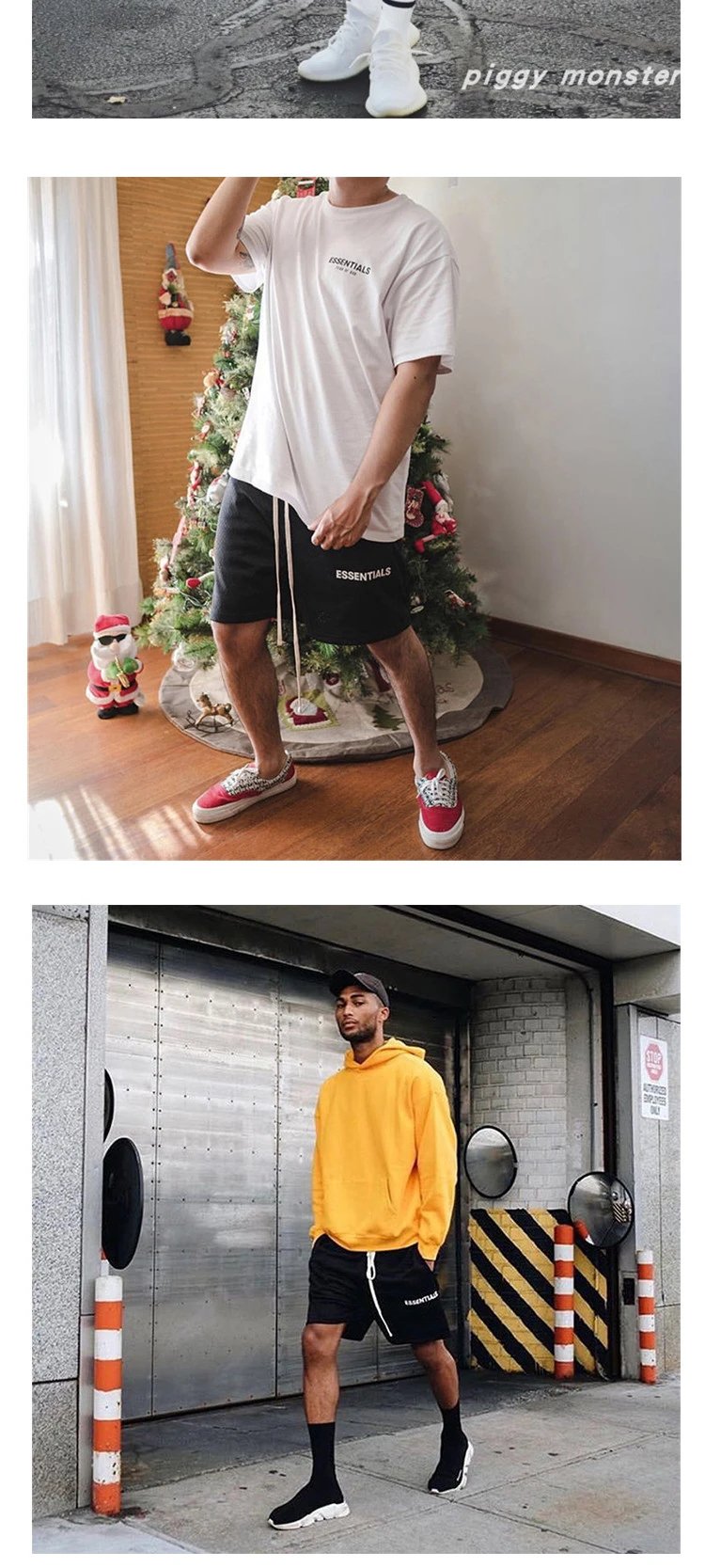 Streetwear Cotton Drawstring Shorts Ashen Black - Gallery Image 9 - Detailed View