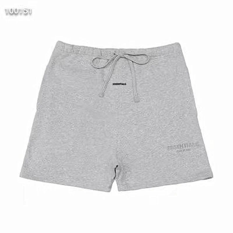 Streetwear Drawstring Shorts Reflective Embroidery Ash Grey - Essentials - Cnfans - $23.55