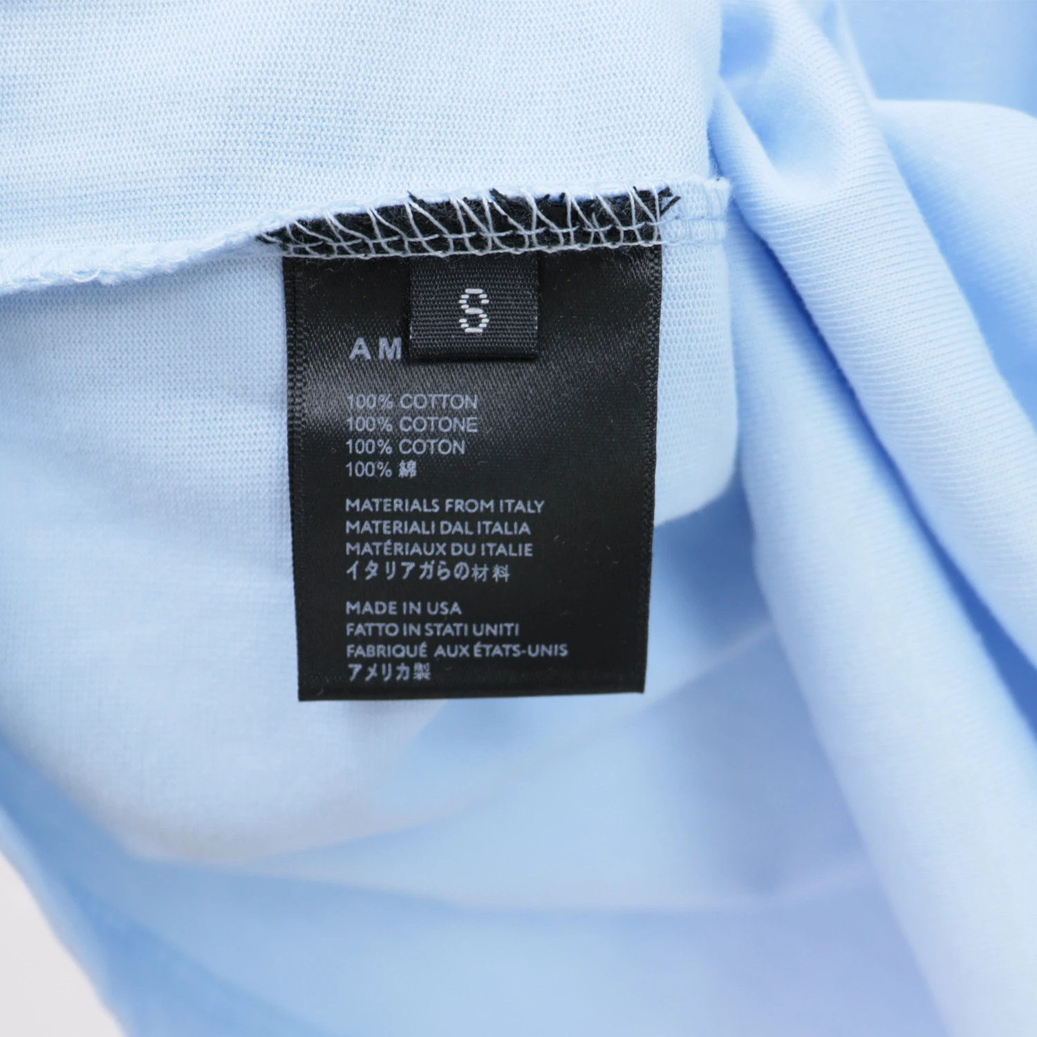 Amiri Flocked Emblem T-Shirt Blue - Gallery Image 9 - Detailed View
