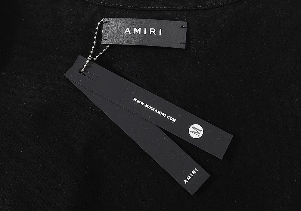 Amiri Logo Print T-Shirt Black White - Gallery Image 10 - Detailed View