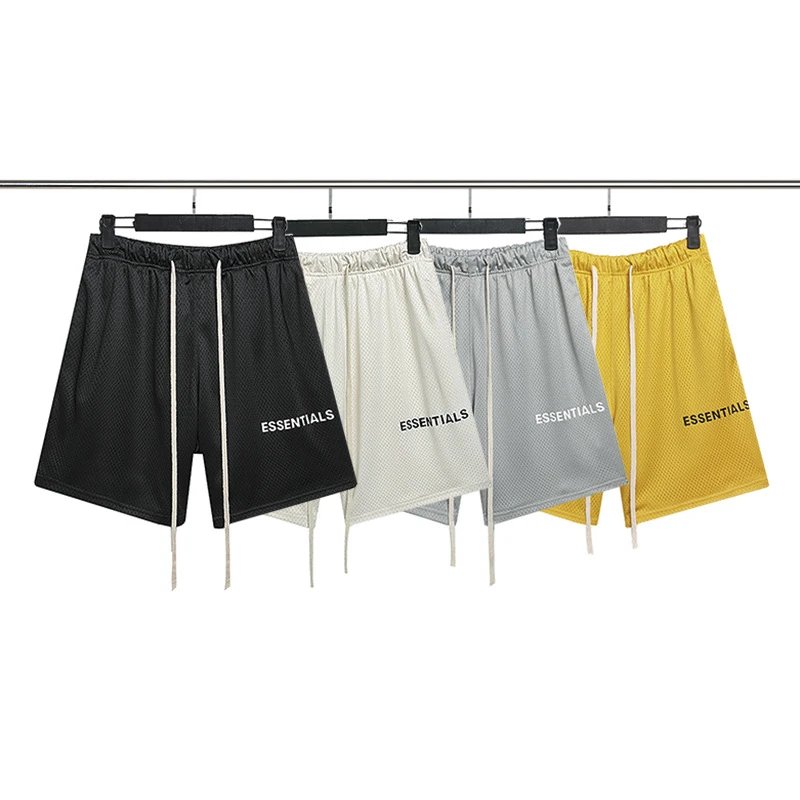 Mesh Drawstring Streetwear Shorts Mustard Yellow - Gallery Image 1 - Detailed View