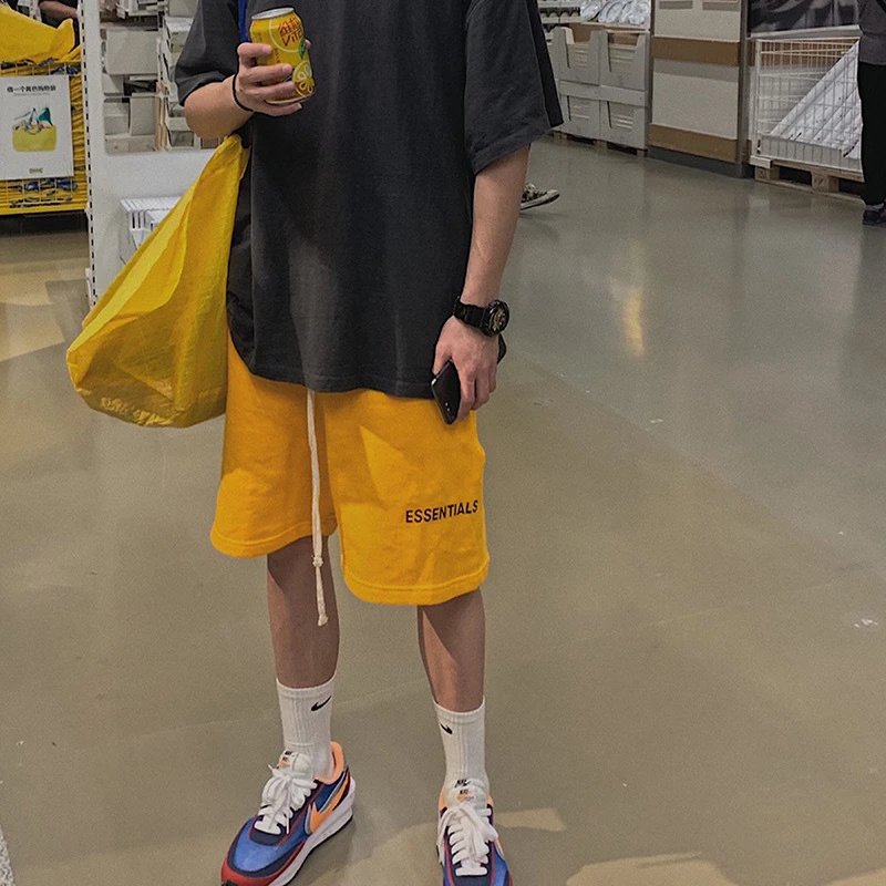 Mesh Drawstring Streetwear Shorts Mustard Yellow - Gallery Image 10 - Detailed View