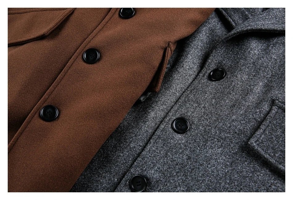 Unisex Oversized Wool Blend Winter Coat, Charcoal Grey - Gallery Image 13 - Detailed View
