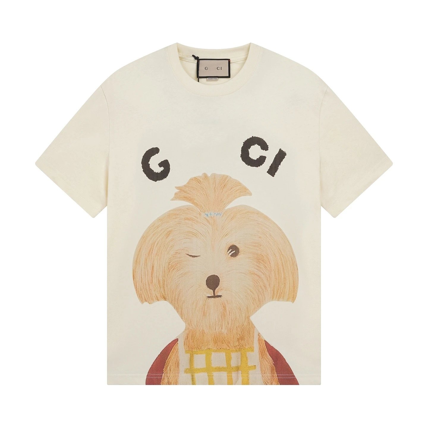 Casual Cotton Graphic Tee Unisex Ivory - Gucci - Cnfans - $23.55