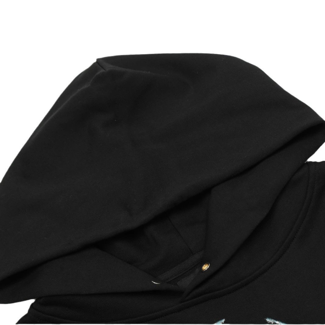 Street Shark Cotton Hoodie Unisex Pullover Onyx - Gallery Image 4 - Detailed View