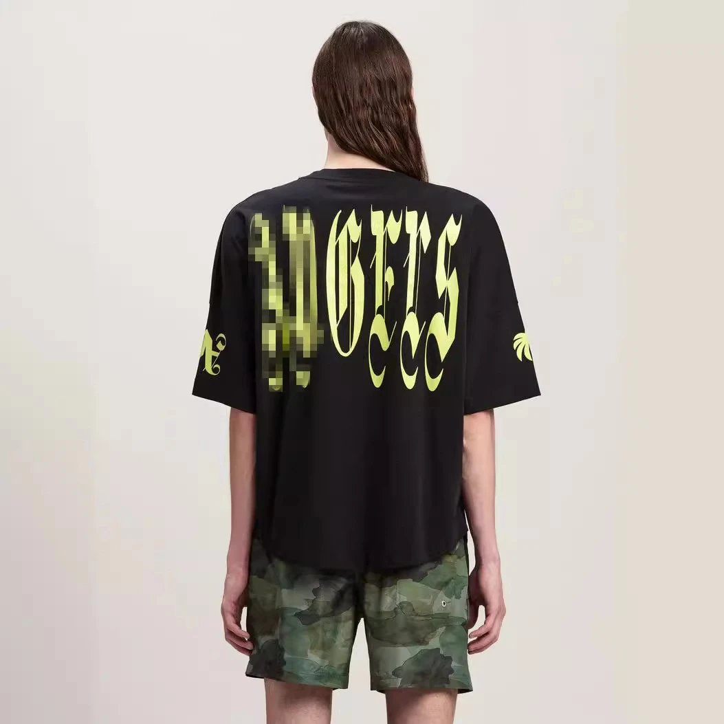 Streetwear Cotton Graphic Logo Oversized T-Shirt Neon Yellow - Gallery Image 13 - Detailed View