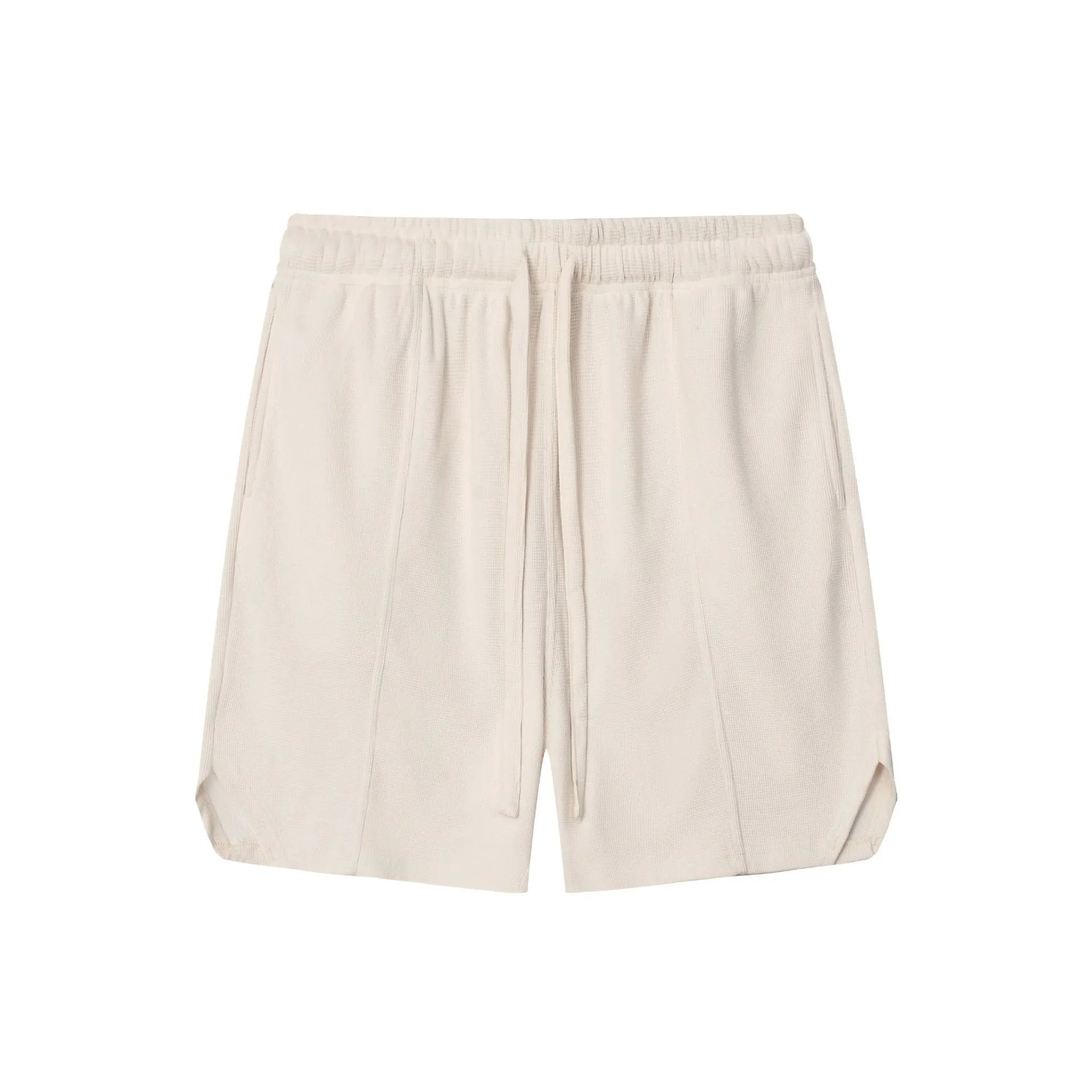 Men's Waffle Knit Casual Shorts, High Street - Ecru - ChaoKeXi - Cnfans - $18.47