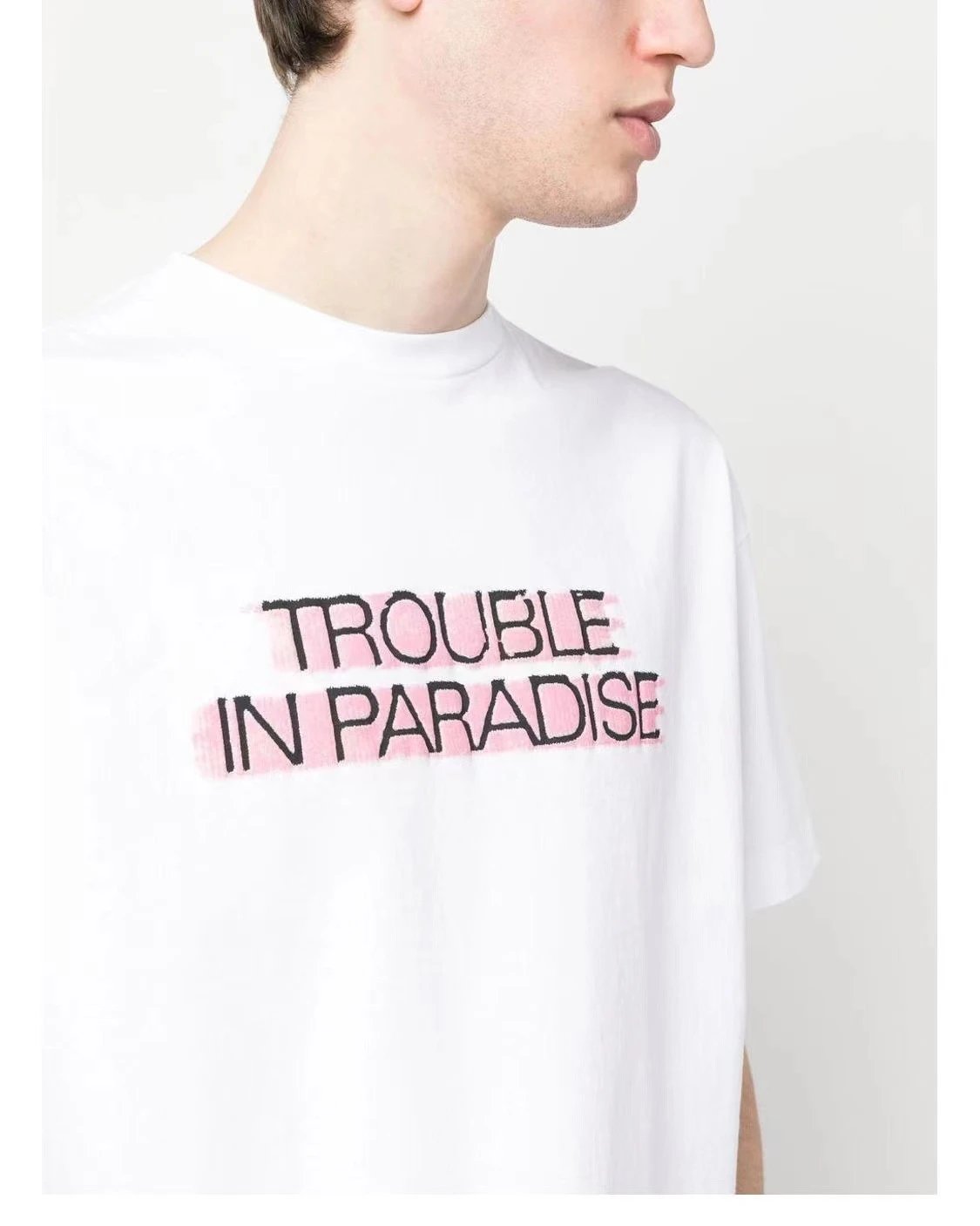 Street Style Cotton Slogan T-Shirt Snow White - Gallery Image 11 - Detailed View