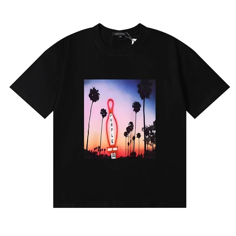 Street Cotton Graphic Tee Unisex Jet Black - Purple Brand - Cnfans - $20.65