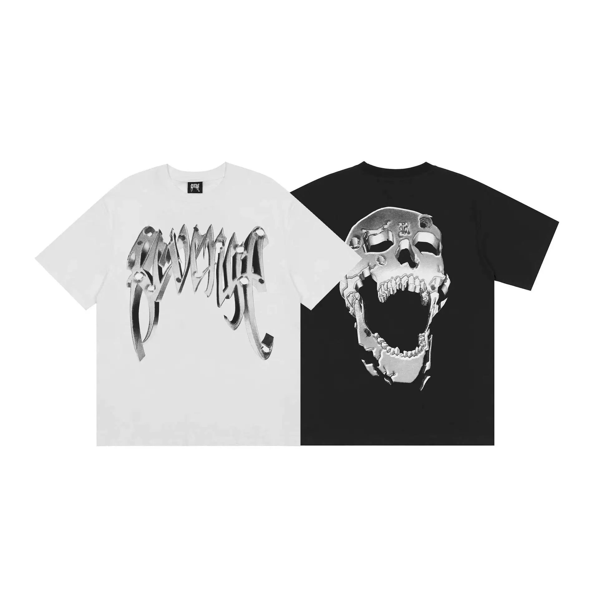 Gothic Skull Graphic Loose Cotton Tee Jet Black - Gallery Image 1 - Detailed View