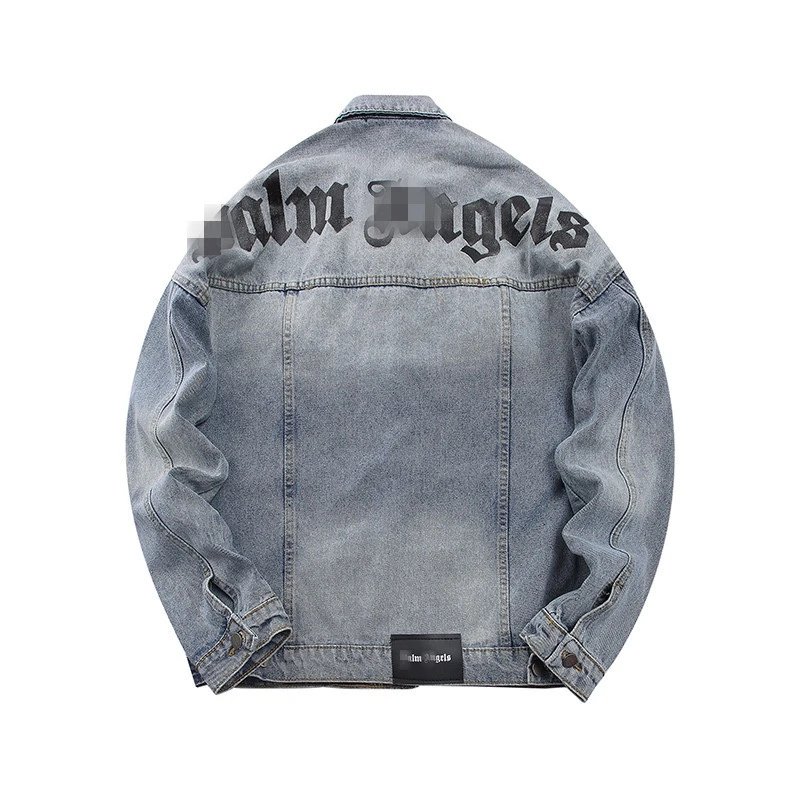 Casual Denim Jacket Unisex Outerwear Chambray - Palm Angels - Cnfans - $41.61
