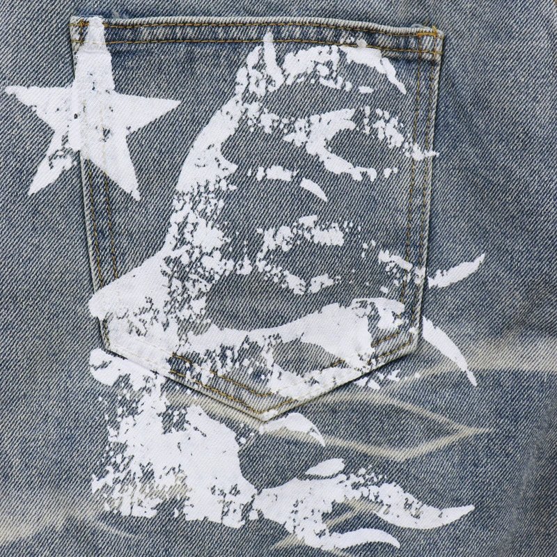 Hellstar Washed Distressed Shorts Grey - Gallery Image 4 - Detailed View