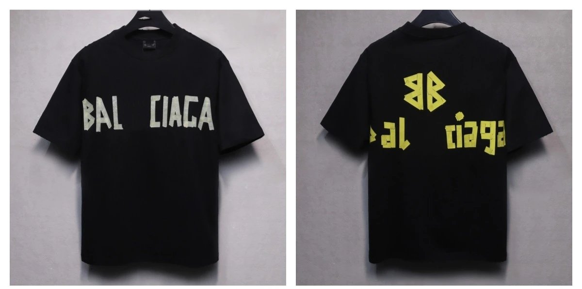 Oversized Distressed Graphic Tee Unisex Onyx - Balenciaga - Cnfans - $31.61