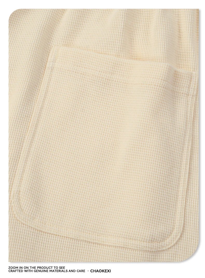 Men's waffle shorts, Elastic waist, Casual, Charcoal - Gallery Image 8 - Detailed View