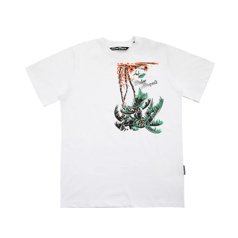 Streetwear Cotton Palm Tree Graphic Tee Ivory White - Gallery Image 3 - Detailed View