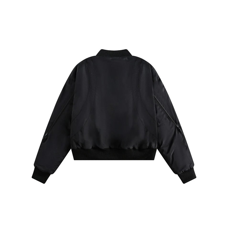 Unisex Retro Oversized Padded MA1 Bomber Jacket Sage Green - Gallery Image 10 - Detailed View