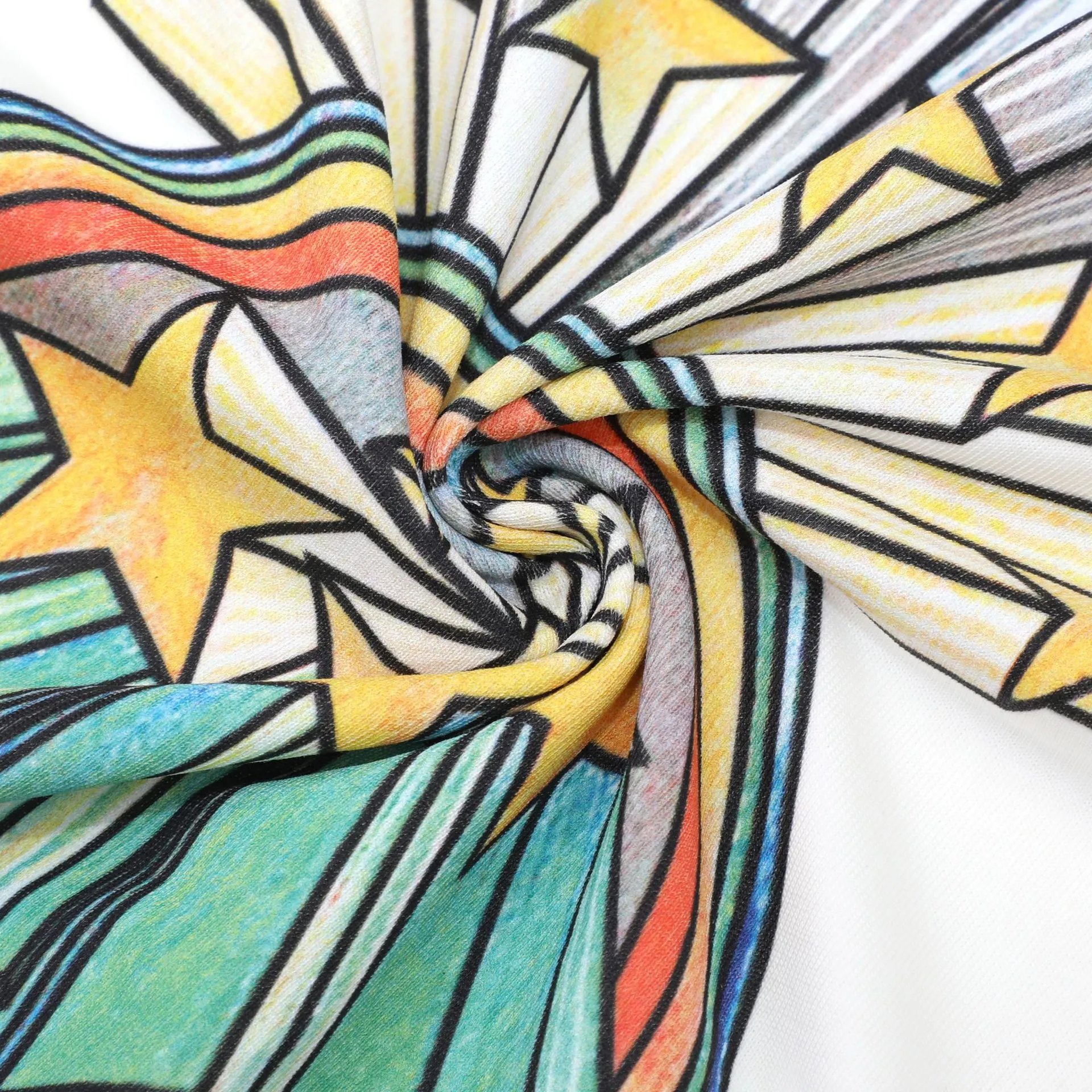 Street Style Cotton Rainbow Star Tee Ivory - Gallery Image 6 - Detailed View