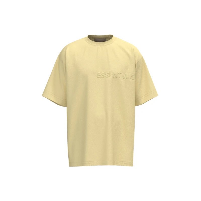 Street Style Tee Short Sleeve Pale Yellow - Essentials - Cnfans - $21.29